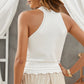 Scalloped Openwork Grecian Neck Tank