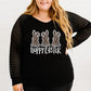 Plus Size HOPPY EASTER Sheer Striped Long Sleeve Top