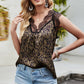 Leopard Spliced Lace Scalloped Tank