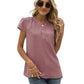 Swiss Dot Notched Neck Short Sleeve Top