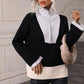 Color Block Half-Zip Dropped Shoulder Knit Pullover