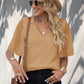 Swiss Dot Lace Trim Flutter Sleeve V-Neck Blouse
