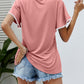 Pom-Pom Trim Flutter Sleeve Round Neck Tee