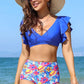 Two-Tone Ruffled Two-Piece Swimsuit