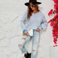 Striped Dropped Shoulder Tie-Back Sweater