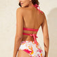 Two-Tone Halter Neck Tied Bikini Set