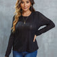 Eyelet Round Neck Long Sleeve Top