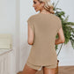 Ribbed Round Neck Pocket Knit Top and Shorts Set