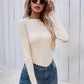 Frill Trim Rib-Knit Sweater