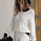 Contrast Trim Drop Shoulder Pullover Sweater