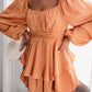 Long Balloon Sleeve Layered Romper