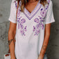 Floral Embroidery V-Neck Top