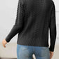 V-Neck Long Sleeve Cable-Knit Buttoned Knit Top