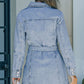 Button Down Collared Neck Belted Denim Dress