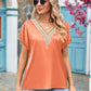 V-Neck Cuffed Blouse