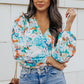 Floral Long Balloon Sleeve Blouse