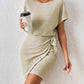 Ribbed Boat Neck Short Sleeve Dress