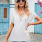 V-Neck Cuffed Blouse