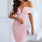 Off-Shoulder Back Slit Bandage Dress