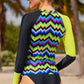 Color Block Long Sleeve Two-Piece Swimsuit