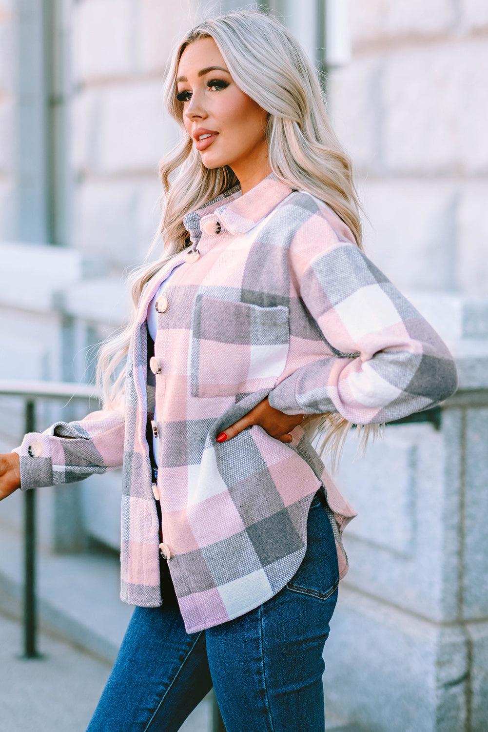 Plaid Brushed Button-Up Shacket
