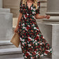 Floral V-Neck Short Flounce Sleeve Dress