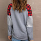 WOMAN UP Plaid Striped Raglan Sleeve Top