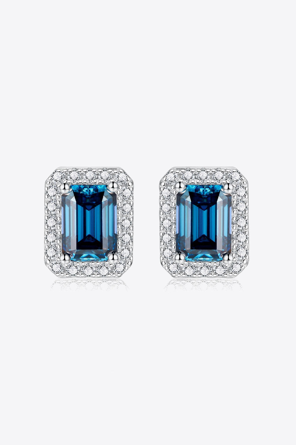 2 Carat Moissanite Stud Earrings in Indigo
