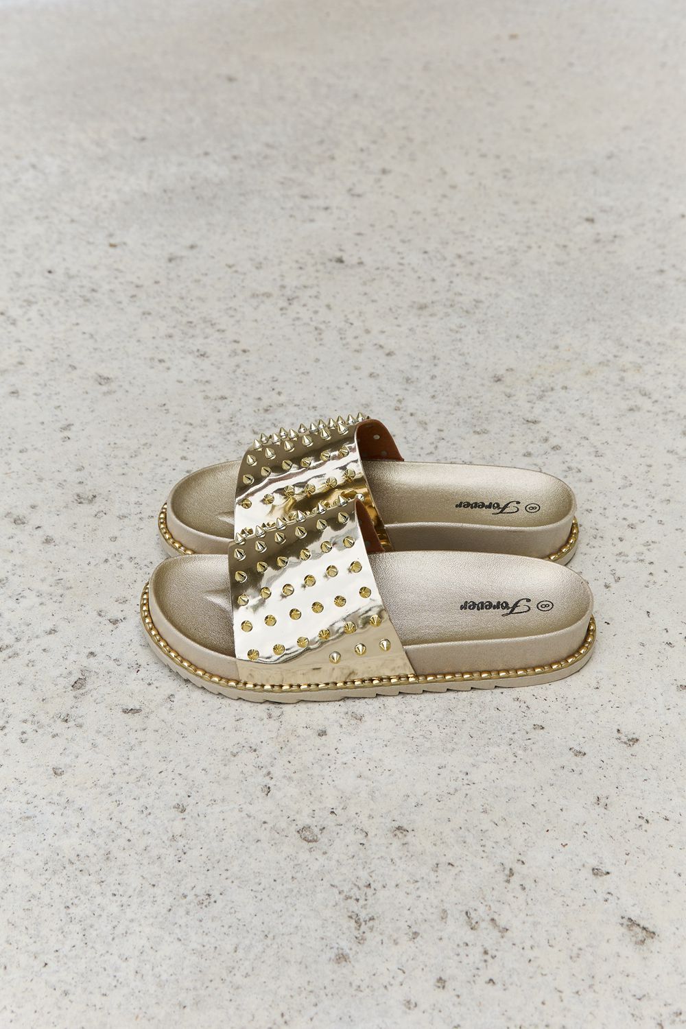 Forever Link Studded Double Strap Platform Slide Sandal