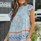 Floral Flutter Sleeve Sleeveless Blouse