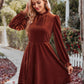 Long Flounce Sleeve A-Line Dress