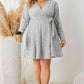 Plus Size Collared Neck Long Sleeve Tied Dress
