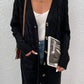 Cable-Knit Button Down Longline Cardigan with Pockets