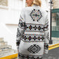 Geometric Open Front Longline Cardigan with Pockets