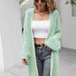 Herringbone Pattern Open Front Longline Fuzzy Cardigan