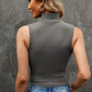 Half-Zip Sleeveless Crop Top