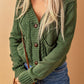 Mixed Knit Button Down Cardigan with Pockets