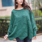 Openwork Boat Neck Sweater with Scalloped Hem