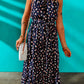 Polka Dot Belted Sleeveless Tiered Maxi Dress