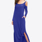 Cold-Shoulder Split Dress with Pockets