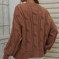 Cable-Knit Openwork Round Neck Sweater