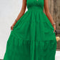 V-Neck Smocked Waist Sleeveless Tiered Dress