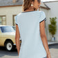 Contrast Trim Petal Sleeve Round Neck Blouse