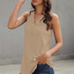 Ribbed Buttoned V-neck Tank