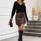 V-Neck Dropped Shoulder Long Sleeve Knit Top