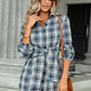 Plaid Tie Front Mini Shirt Dress