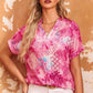 Floral Notched Neck Short Sleeve Top