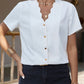 Scalloped V-Neck Short Sleeve Shirt