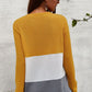 Color Block Waffle Knit V-Neck Top