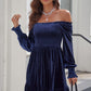 Off-Shoulder Smocked Ruffle Hem Dress